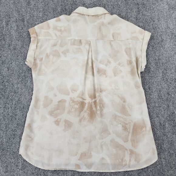Cloth & Stone Anthropologie Top Women Small Beige Tan Safari Giraffe Button Up - Picture 3 of 15